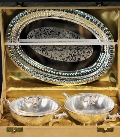 2pc Peacock Bowl Set Brass