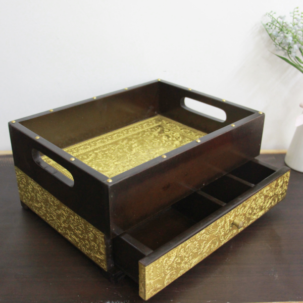 Brass Dinner Tray With Rack