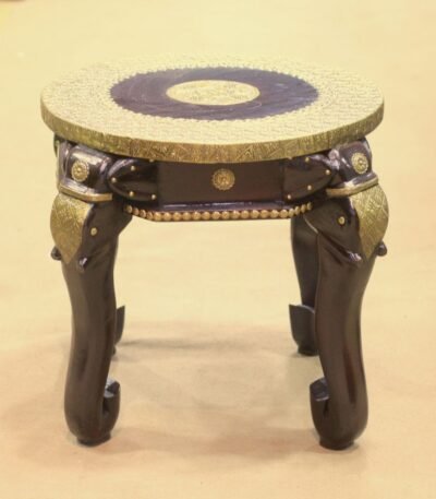 Brass 4 Side Elephant Round Stool