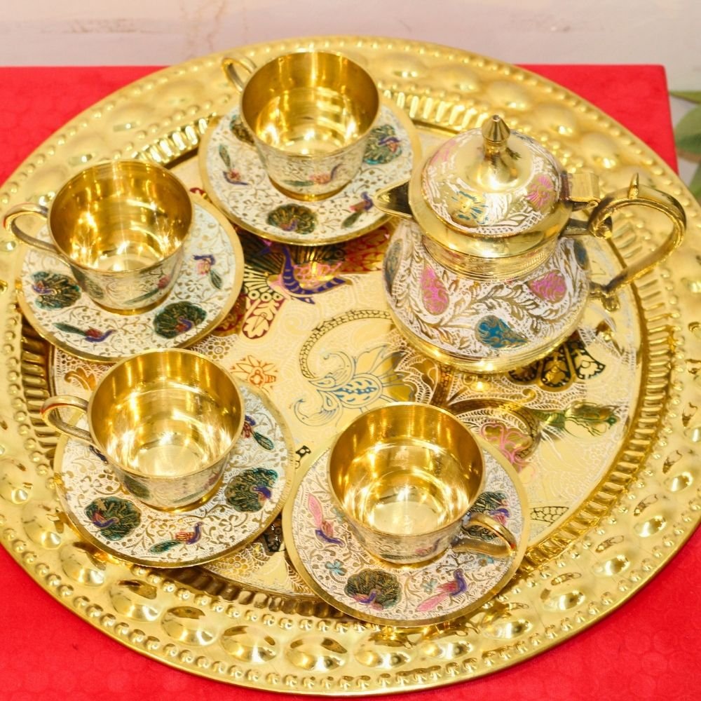 Brass Tea/Cup Set With Box