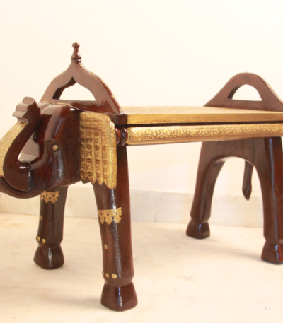 Brass Elephant Bench Med