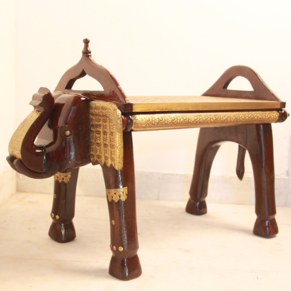 Brass Elephant Bench Med