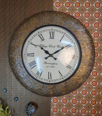 WOODEN TAGARI BRASS CLOCK