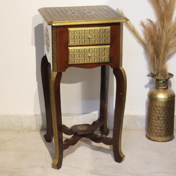 BRASS 2 RACK STOOL 15X15X30