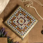 Blue meena chowki with metal legs a