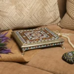 Blue meena chowki with metal legs a