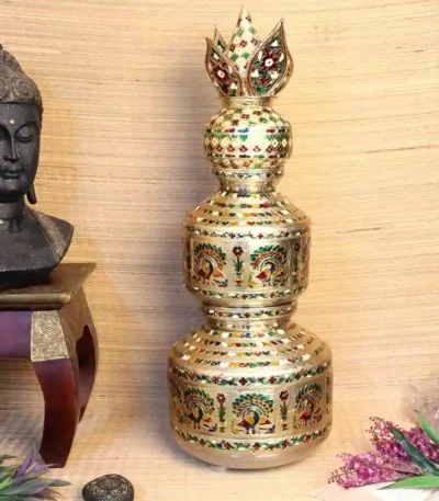 MEENAKARI STEEL CHARI SET WITH NARIYAL