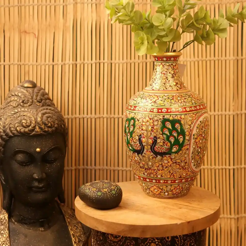 marble meenakari vase