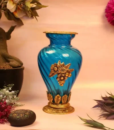 Metal Blue Flower Pot