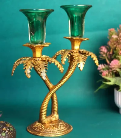 Metal Double Khajoor Candle Stand