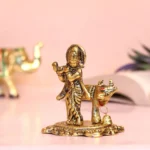 Metal Krishna With Cow