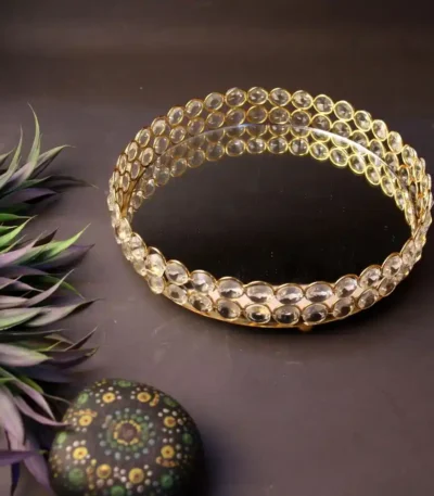 Silver Crystal Round Tray