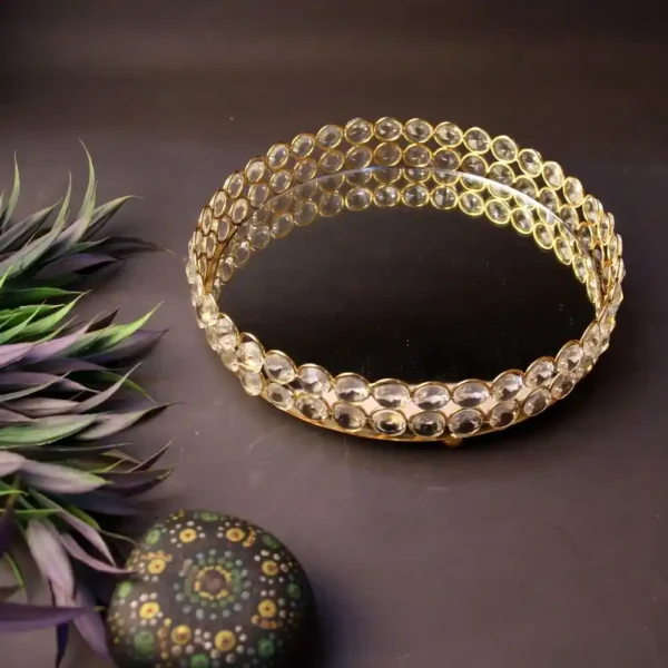 Silver Crystal Round Tray