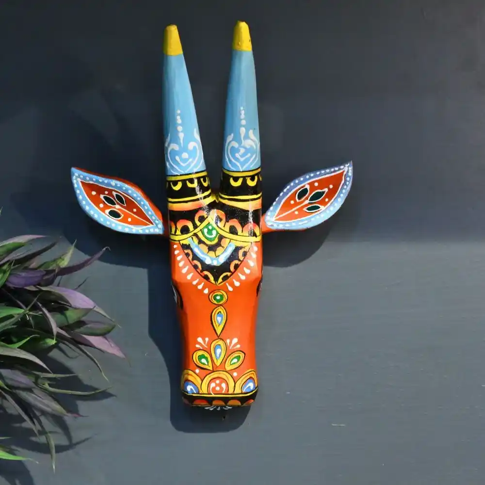 Wooden Painted Cow Face