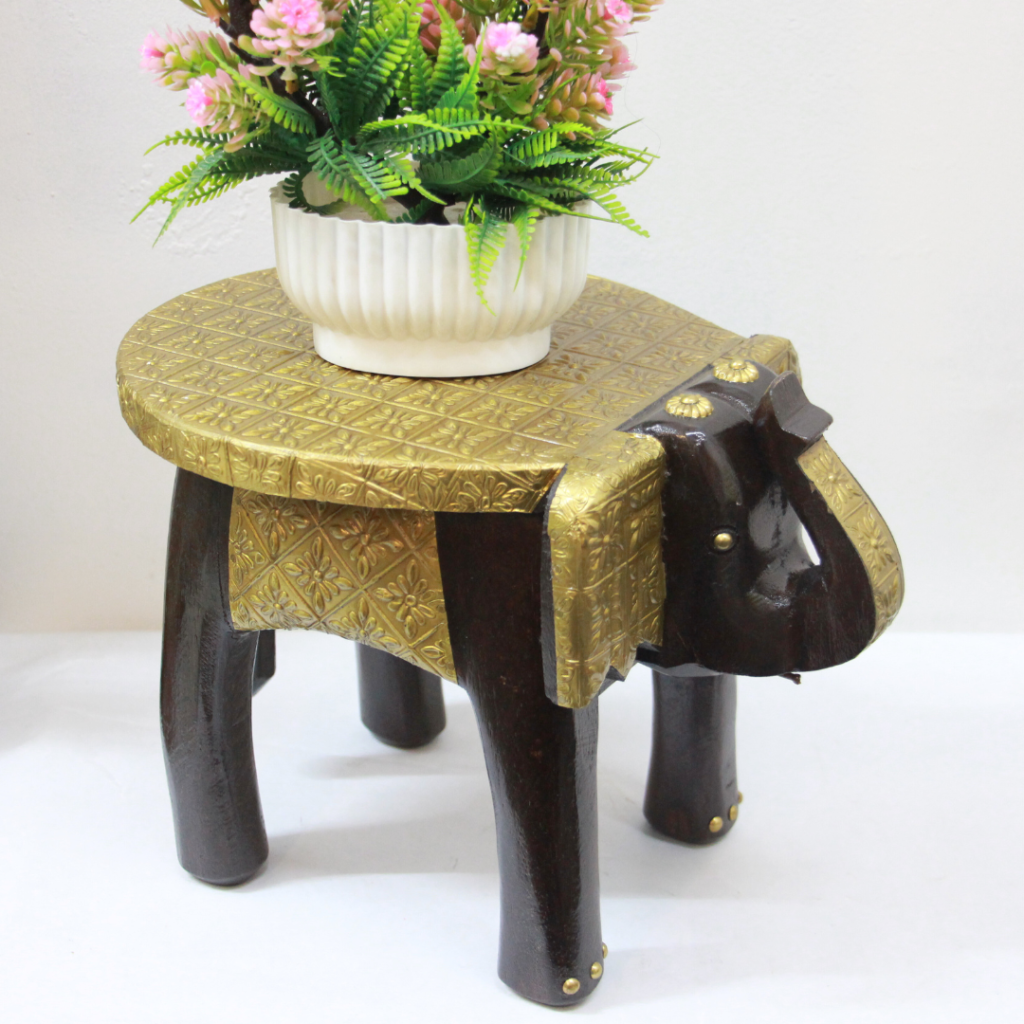 Brass Elephant Stool 8''