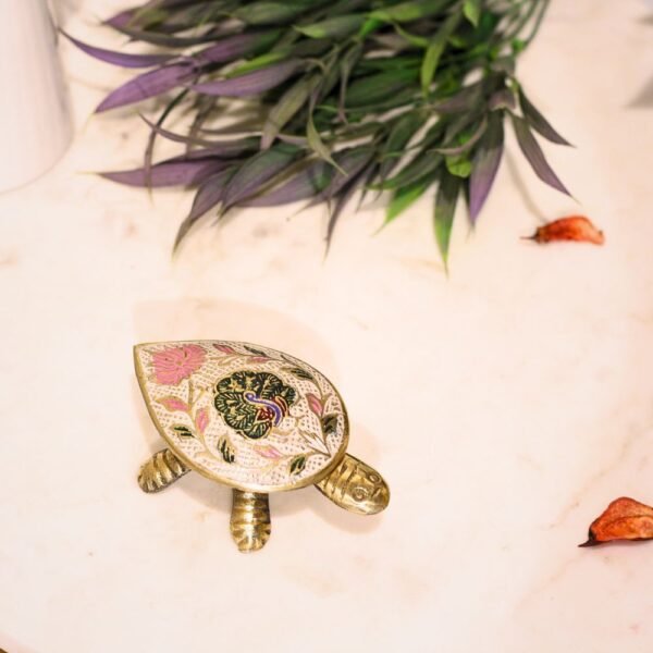 Brass Tortoise Trinket Box with Enamel Work