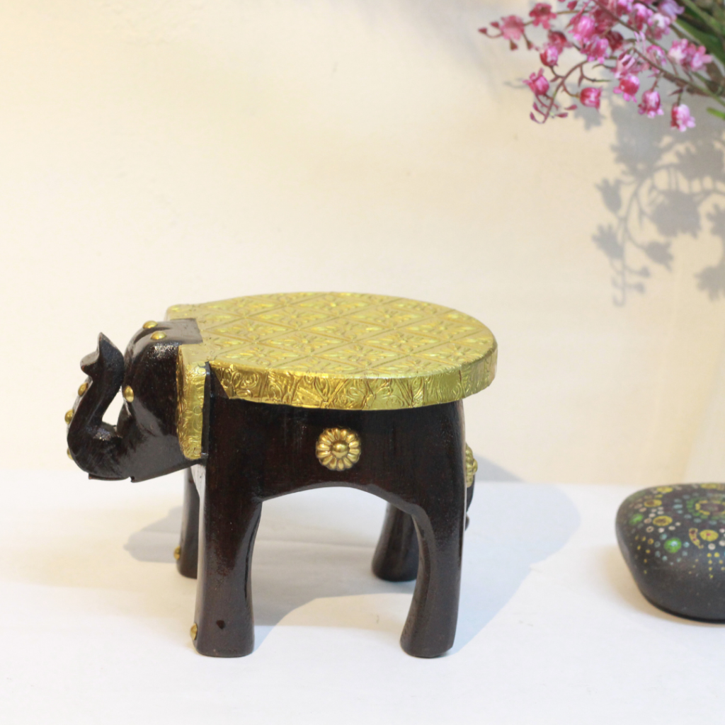 Brass Elephant Stool 4''