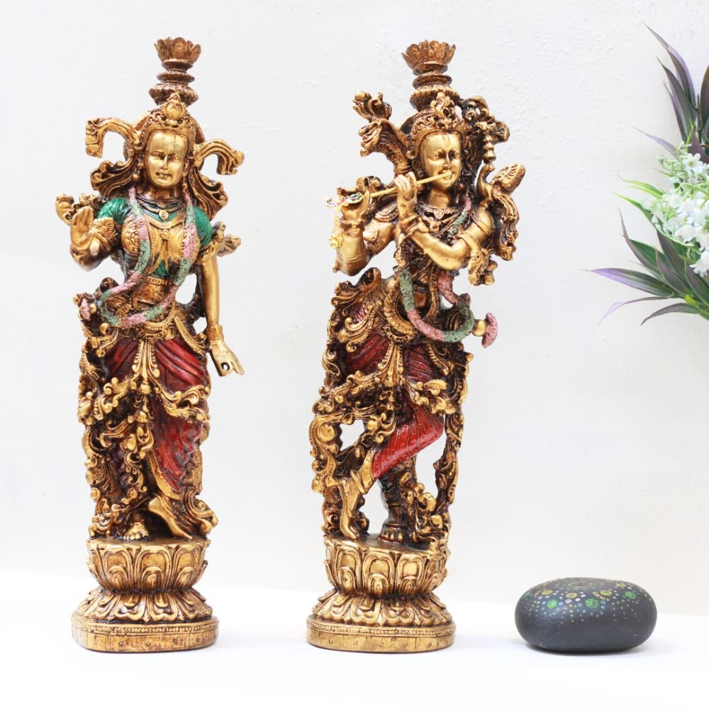 100630 Radha Krishna Golden Antique