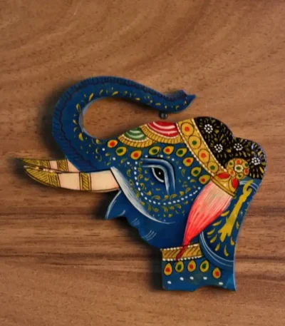 Hand-Painted Wooden Elephant Wall Decor