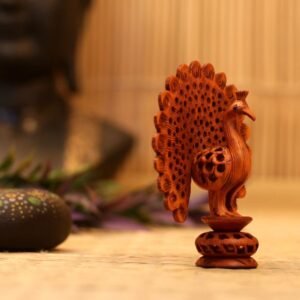 WOODEN NETED DANCING PEACOCK BIG