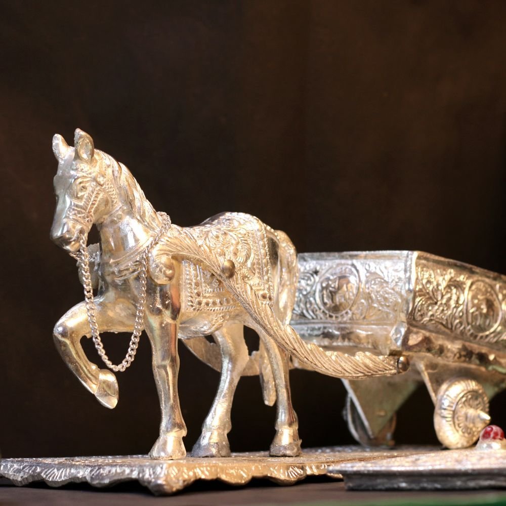 SILVER OXIDISED HORSE RATH BAGGI WITH PLATE - Image 5
