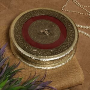 Luxury Ornate Round Metal and Wood Dry Fruit Box | Traditional Indian Serving Dish