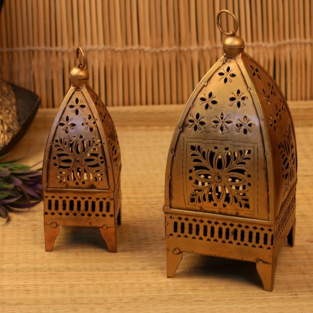 Antique Finish Lantern Set of 2 – Decorative Hanging & Table Lanterns || Diwali Decor || Diwali Gift
