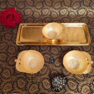 Pure Brass Double Serving Set | Elegant Festive Gifting Platter