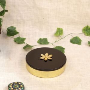 Round Spice Box with Flower Design Lid