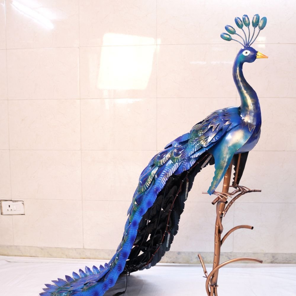 Metal Peacock Sculpture - Image 3