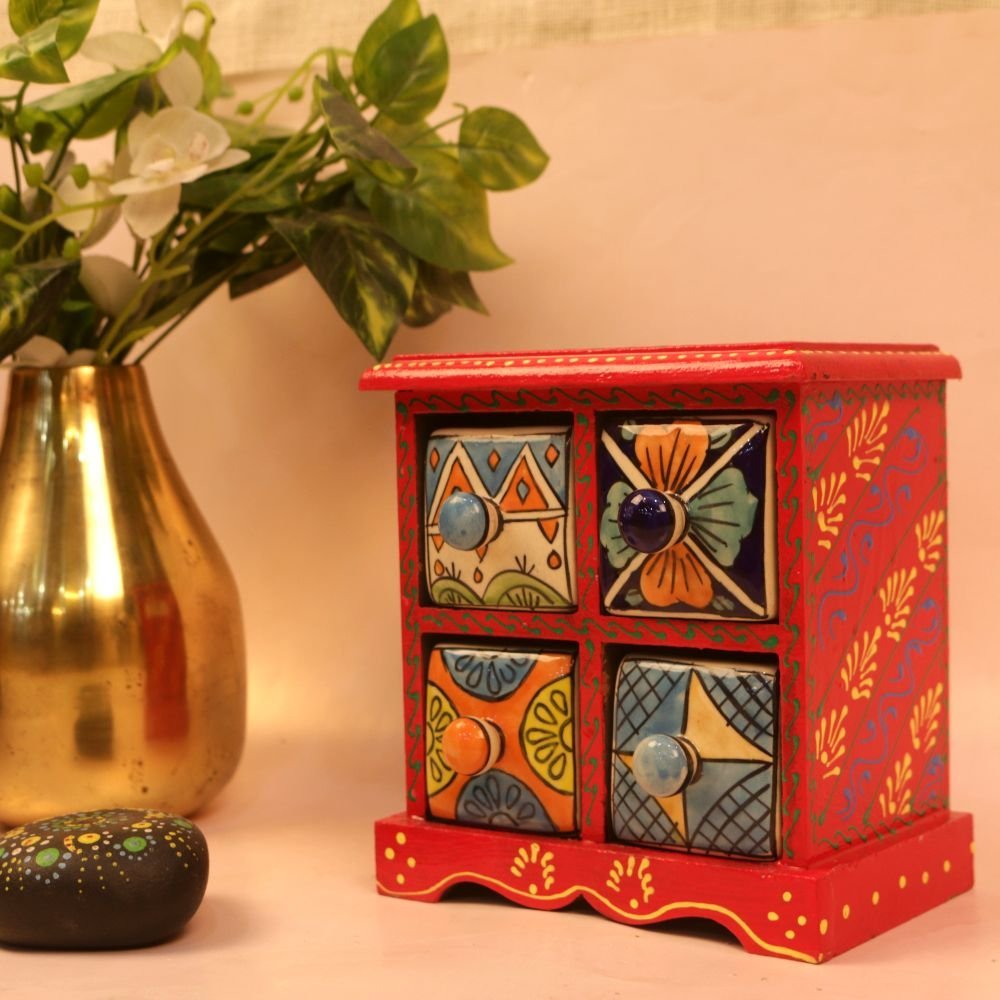 Wooden Hand-Painted Drawer Box - Image 2