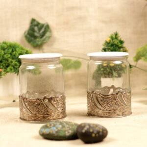 METAL FINISH GLASS 2 JAR SET