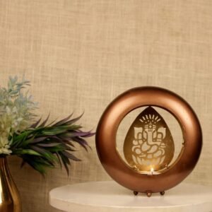 Ganesha Tea Light Ring – Modern 7 ′′ Iron Lamp for Auspicious Diwali Decor