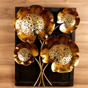 Iron Floral Wall Art with Wooden Frame