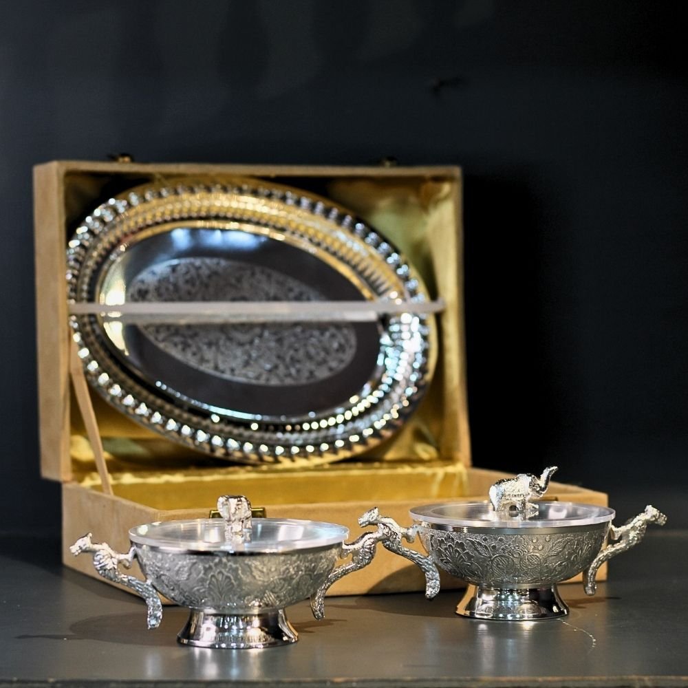 2pc Peacock Bowl Set Brass - Image 3