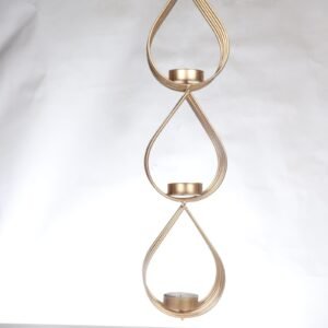 Modern Golden Tea Light Candelabra – 16 ′′ Iron Loop Candle Holder