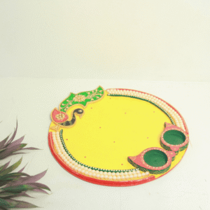 YELLOW KUNDAN POOJA THALI 10