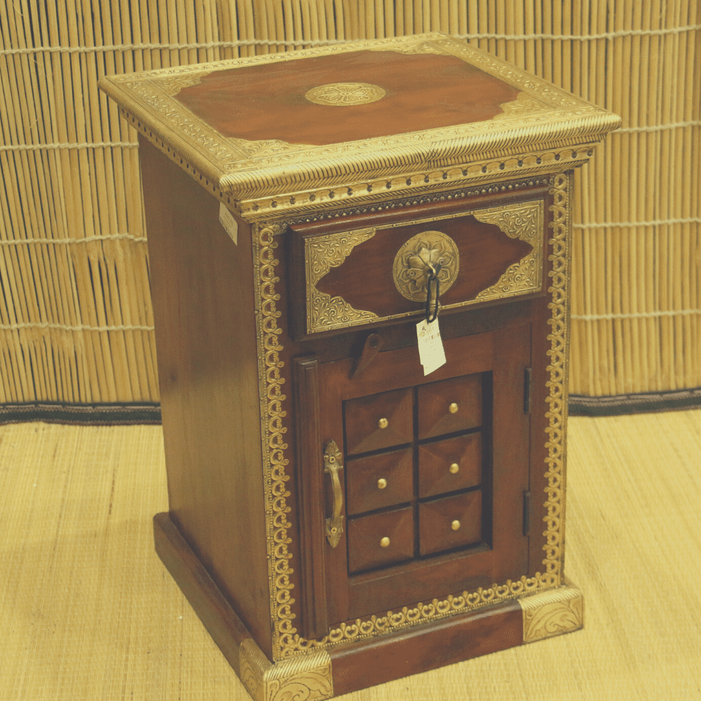 Wooden Bedside Brass Furniture - Image 4