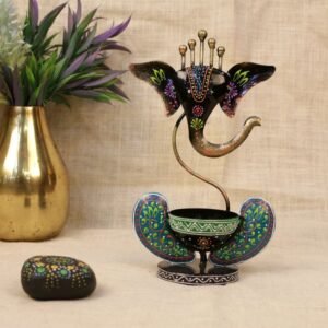 Hand-Painted Ganesha Diya Stand – Iron God Idol for Auspicious Diwali Decor