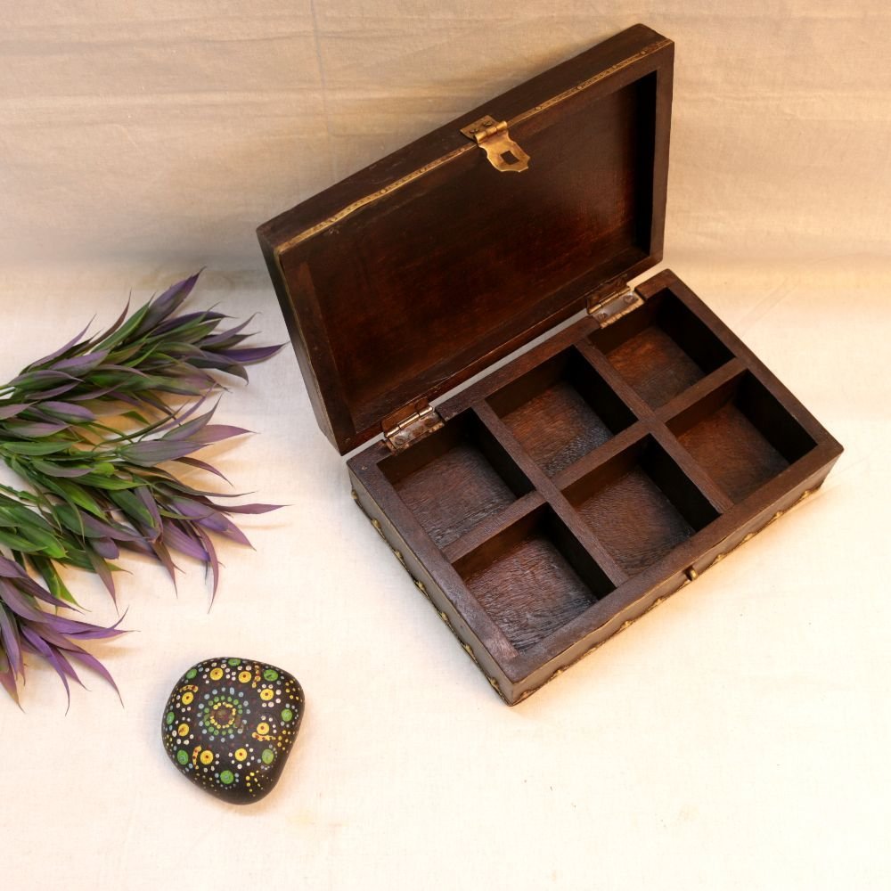 Antique Wooden Trinket Box - 9 ′′ Decorative Storage Chest for Keepsakes - Image 3