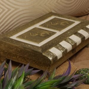 Luxury Wooden Dry Fruit Box with Brass Elephant Motif | Handmade Serving and Storage