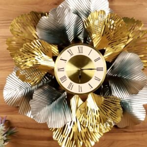 Golden and Silver Floral Wall Clock