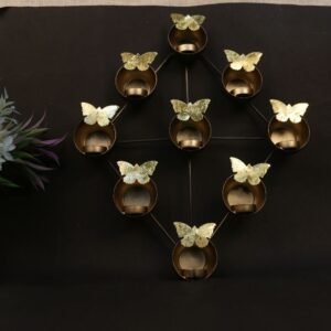 Butterfly Wall Tea Light Holder – 10-Cup Iron Lamp for Festive and Statement Decor