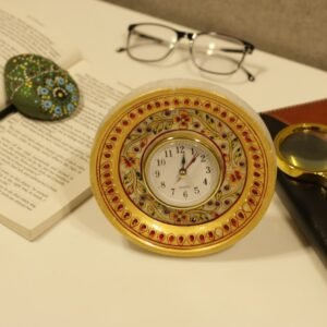 Marble Table Clock with Intricate Designs