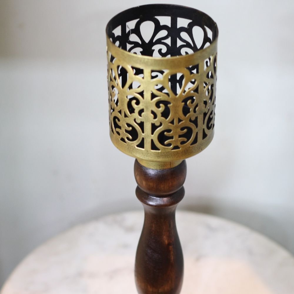 Wooden Candle W/block Top 18'' 194Q - Image 4