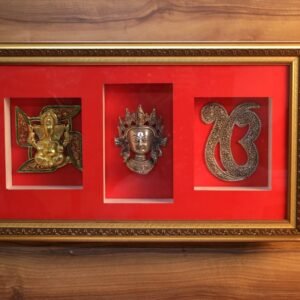 Divine Trinity Gold & Silver Plated Framed Idol Set | Home Temple Puja Accessories & Satsang Gift