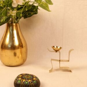 Golden Iron Swastik Diya – Traditional Pooja Candle Holder for Home & Festive Decor