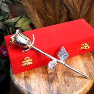 Metal Rose With Red Box