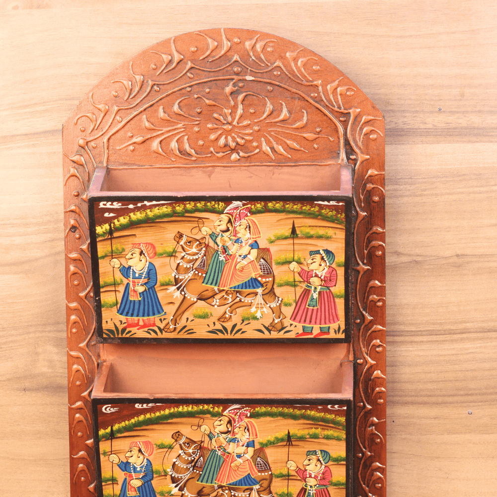 Wooden Key and Letter Holder with Camel Scene - Image 4