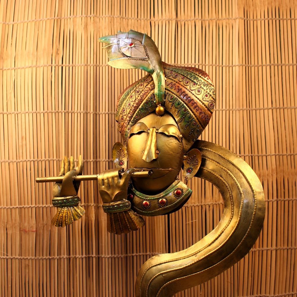 Iron Krishna Statue with Flute - Image 2